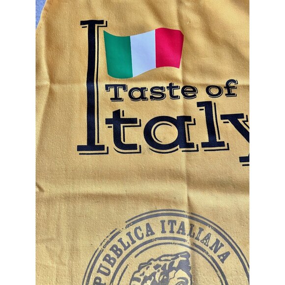 Taste Of Italy Apron With Italian Landmarks Print Cotton Yellow Gray - Picture 4 of 7